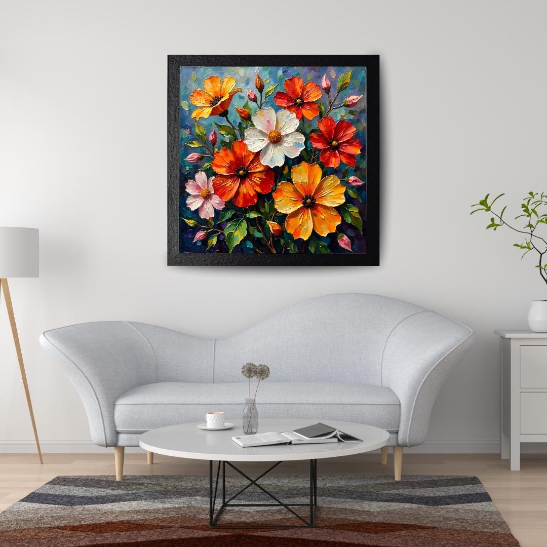 Art Nouveau Flower Prints – Digital Wall Art Set of 3, Elegant Floral Posters, High-Res Square Artwork