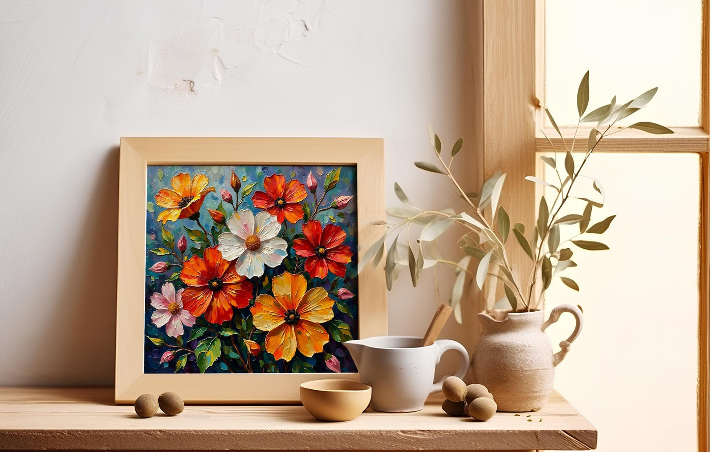 Art Nouveau Flower Prints – Digital Wall Art Set of 3, Elegant Floral Posters, High-Res Square Artwork