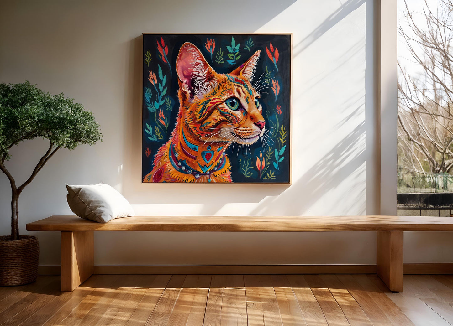 Navajo Cat Art Prints – Digital Wall Art Set of 3, Geometric Pattern Cats, High-Res Printable Decor
