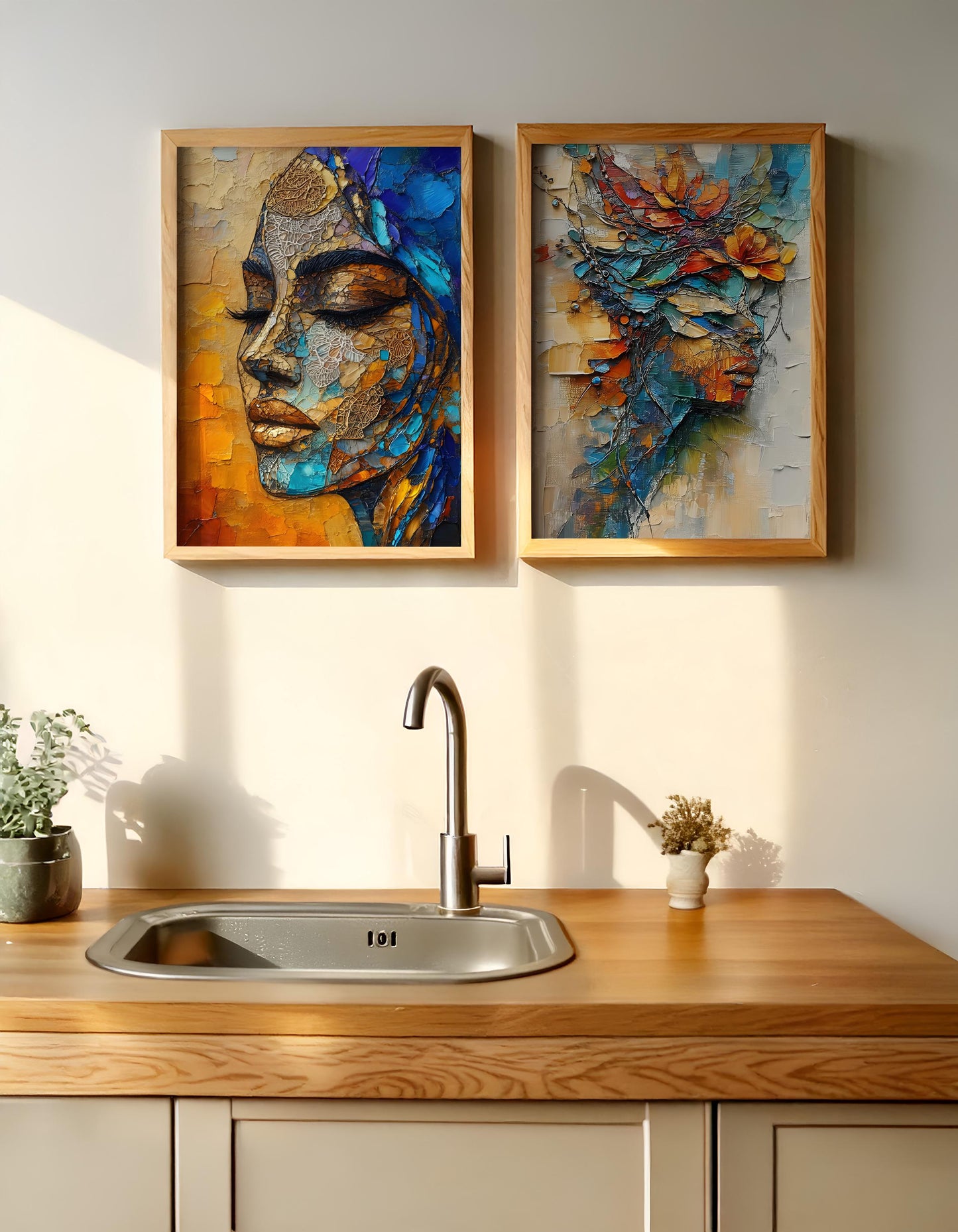 Abstract Painting - Woman | Wall Art – Set of 2 Digital Downloads | Modern Feminine Art Prints, High-Res JPGs in Standard Portrait Sizes