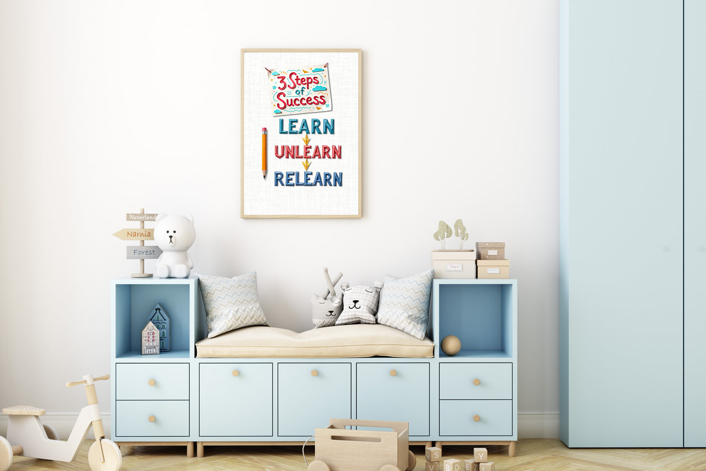 3 Steps of Success – Minimalist Motivational Wall Art, Digital Download, Modern Printable Quote