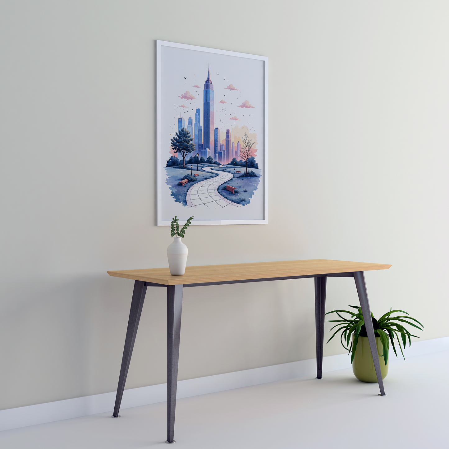 Minimalist City Wall Art Set | Digital Download Prints | Modern Urban Line Art | 4 Printable City Paintings for Home & Office