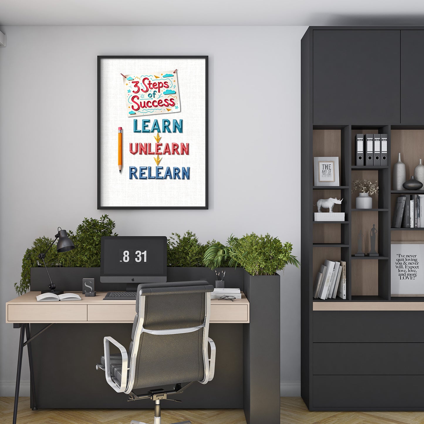 3 Steps of Success – Minimalist Motivational Wall Art, Digital Download, Modern Printable Quote