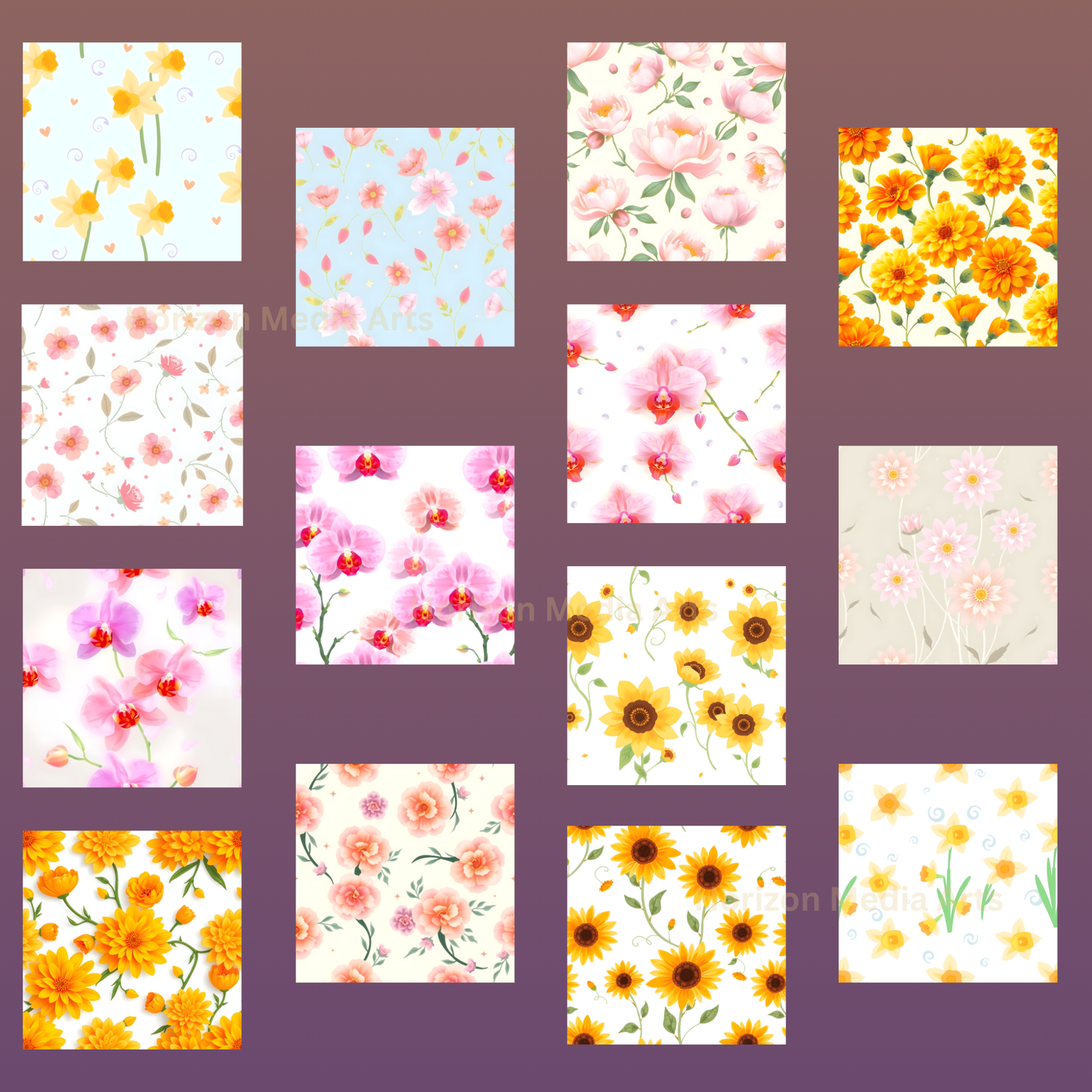 50+ Seamless Floral Patterns | High-Res Digital Download JPGs | Textile, Fabric, Scrapbooking, Mug, Journal, Cover Design
