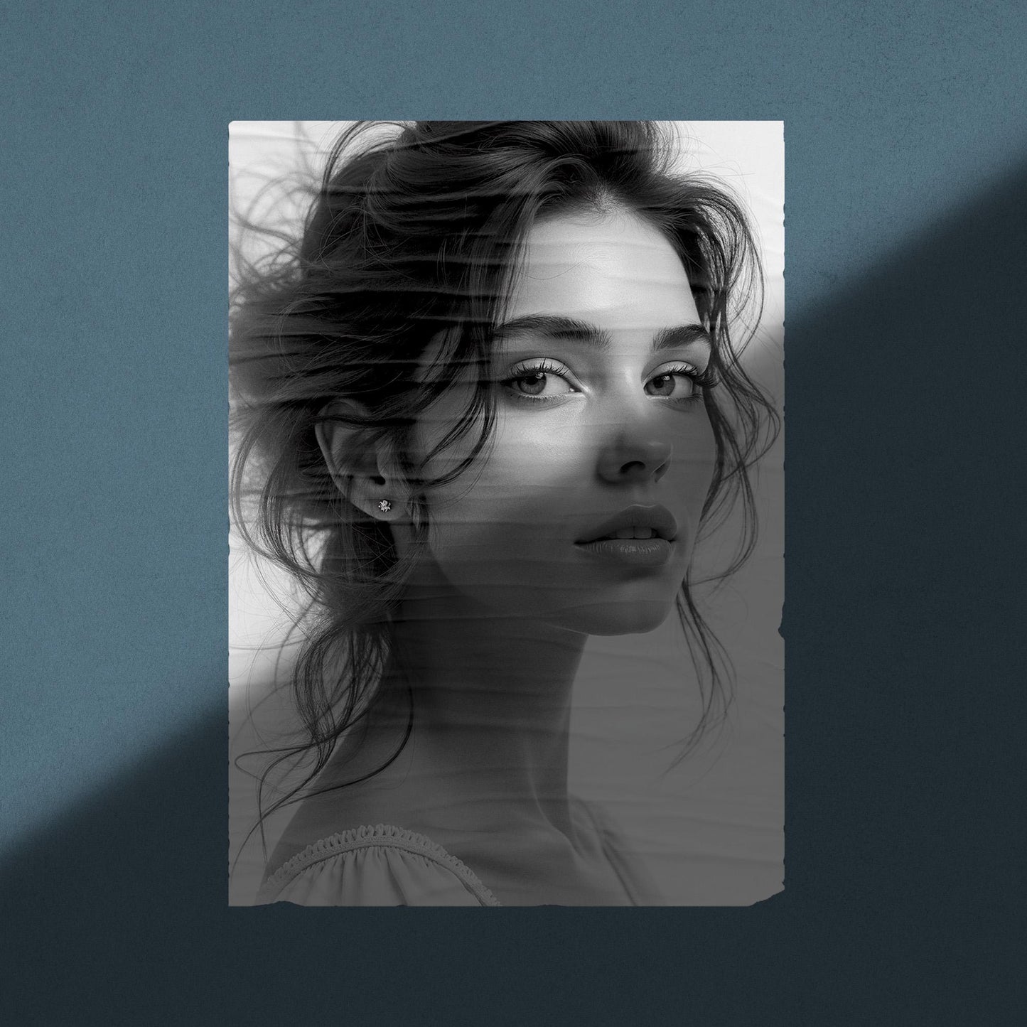 Beautiful Lady Portrait - Black and White | Digital Wall Art | Elegant Female Face | Printable Decor | B&W Aesthetic Art Download