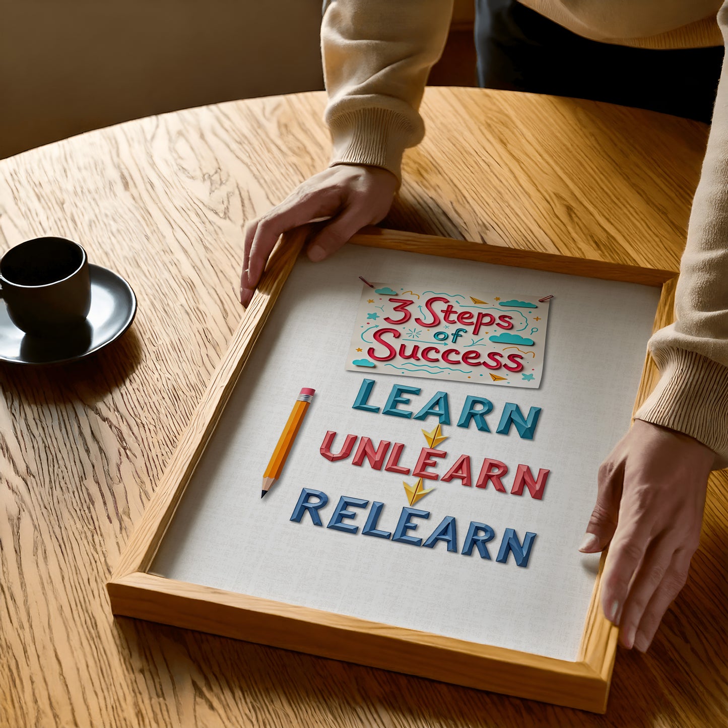 3 Steps of Success – Minimalist Motivational Wall Art, Digital Download, Modern Printable Quote