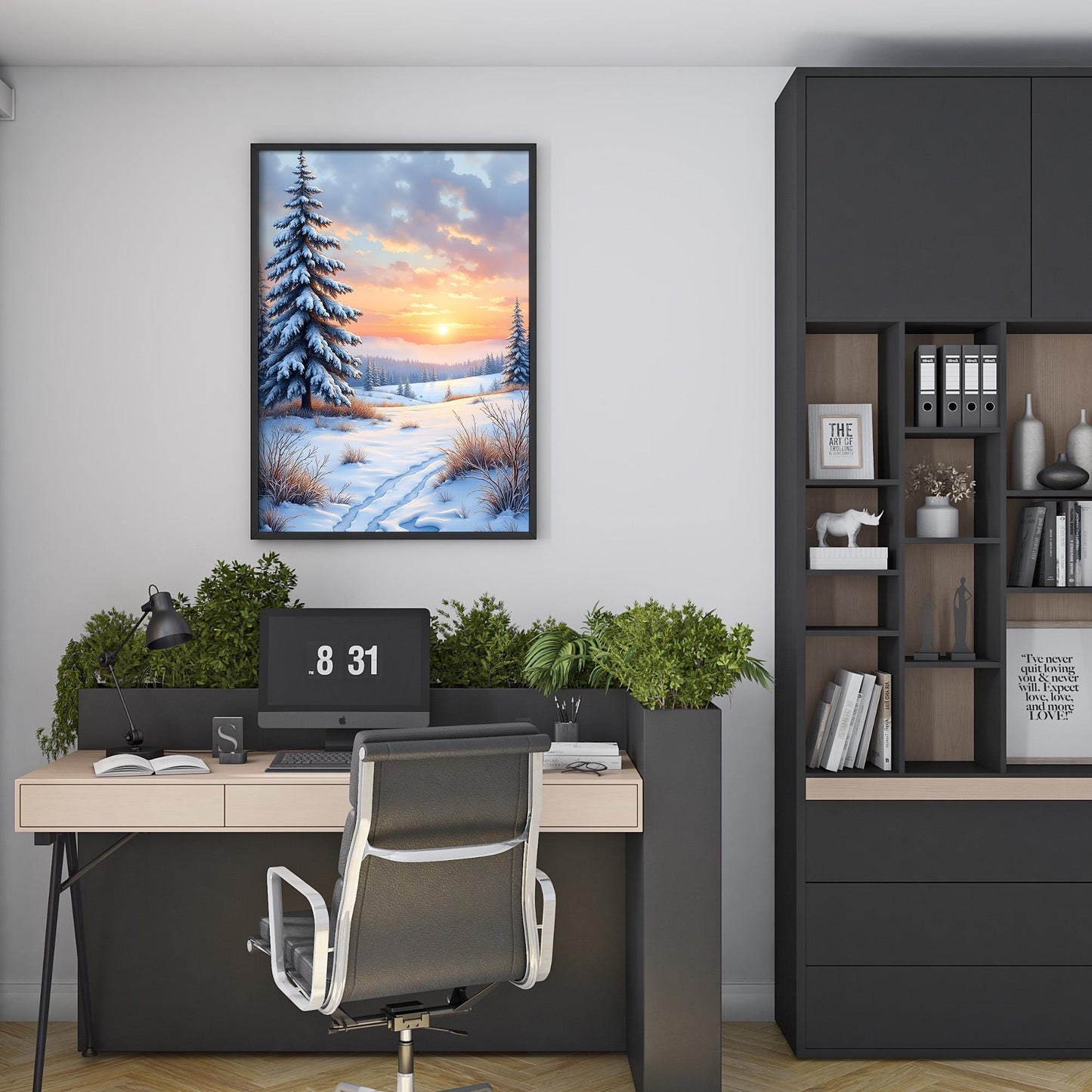 Sunrise Over Snowy Landscape | Winter Morning Digital Wall Art | Printable Nordic Scenery Set of 3
