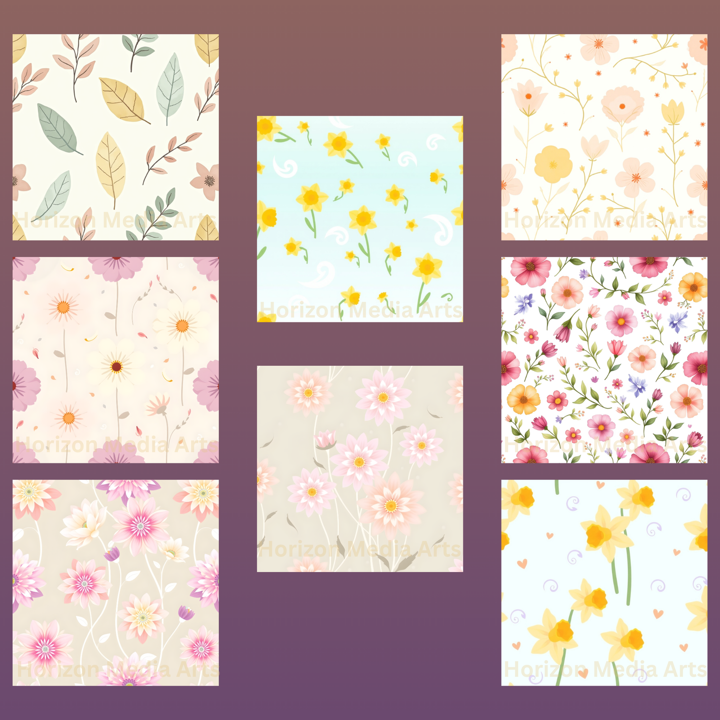 50+ Seamless Floral Patterns | High-Res Digital Download JPGs | Textile, Fabric, Scrapbooking, Mug, Journal, Cover Design