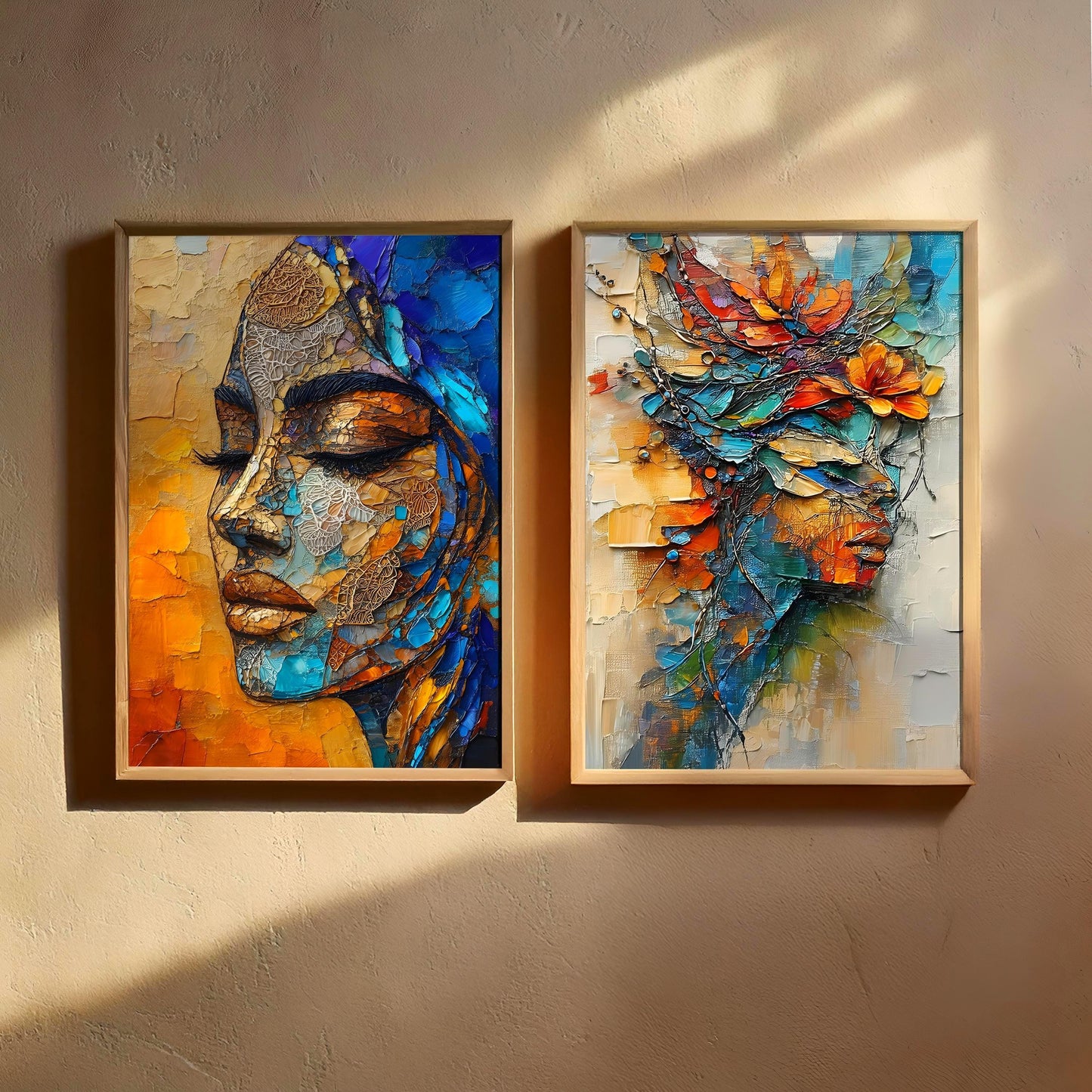Abstract Painting - Woman | Wall Art – Set of 2 Digital Downloads | Modern Feminine Art Prints, High-Res JPGs in Standard Portrait Sizes