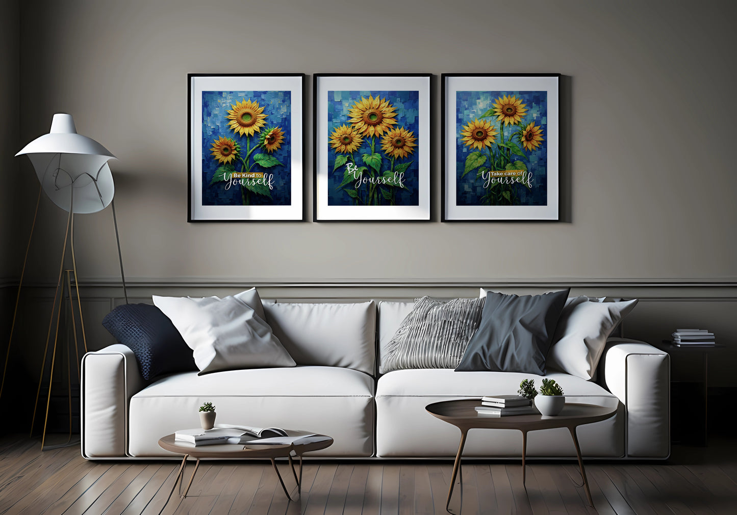 Sunflower Wall Art Digital Download | Motivational Quotes Prints | Inspirational Sunflower Painting for Home Office Decor