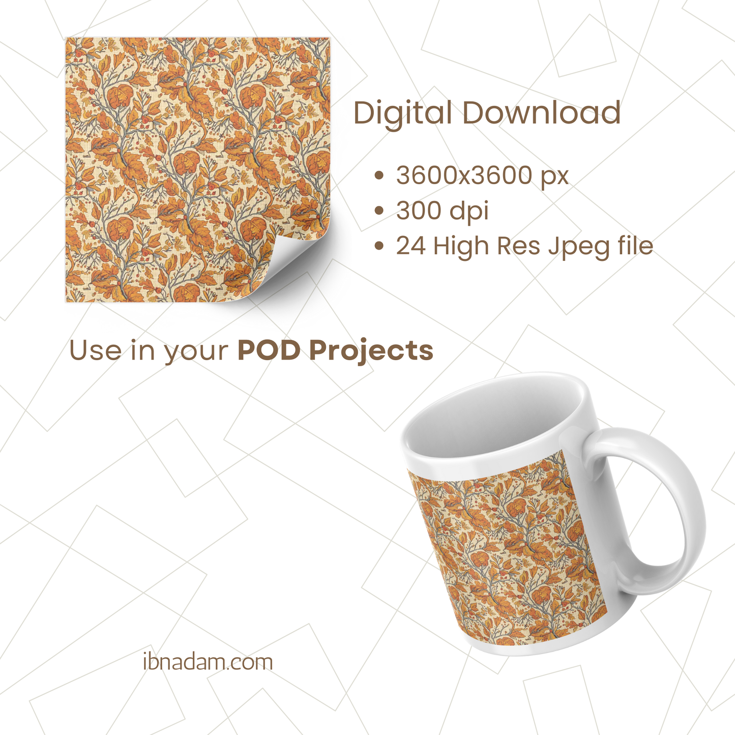 Colors of Fall Seamless Patterns | 24 Autumn Digital Papers | Printable Backgrounds for Crafts, Scrapbooking, Wrapping, DIY Projects