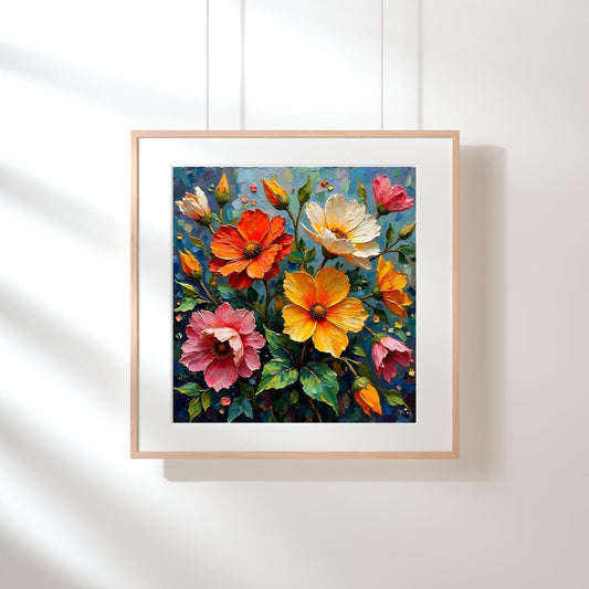 Art Nouveau Flower Prints – Digital Wall Art Set of 3, Elegant Floral Posters, High-Res Square Artwork