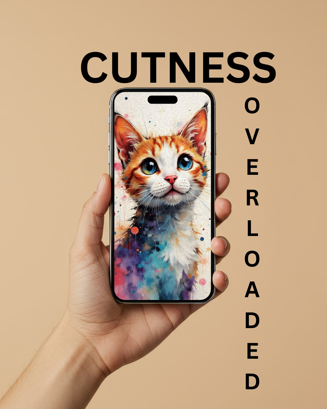 Cute Cat Phone Wallpapers – Watercolor Phone Backgrounds, Digital Download Set of 4