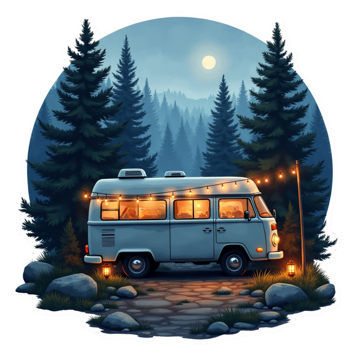 30+ Camper Van Stickers (Pack 2) | Retro Van PNG Bundle | Camping Van Sticker Set | Printable Camping Clipart