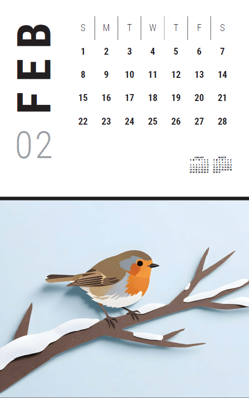 Animal Kingdom Modern Paper Cut Calendar 2026 (Spiral Binding Wall Hanging)