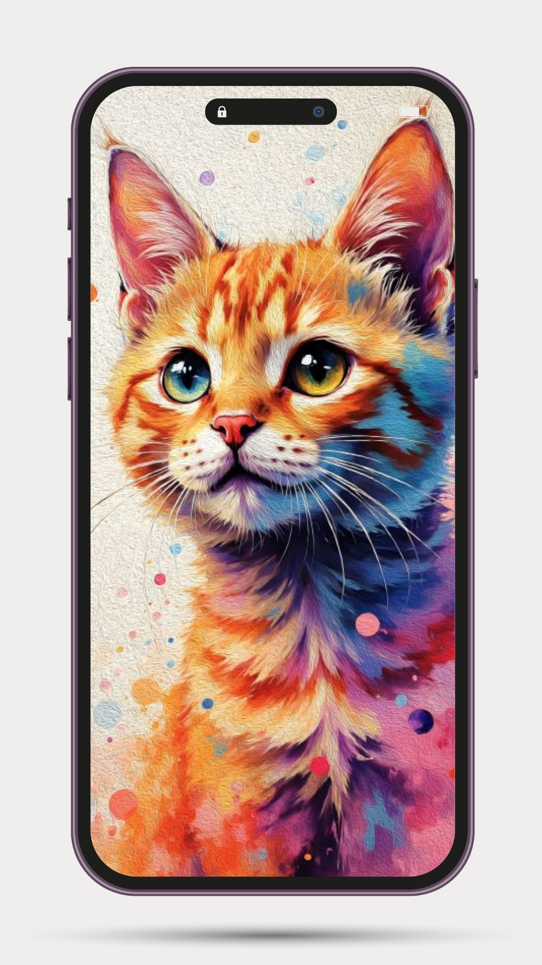 Cute Cat Phone Wallpapers – Watercolor Phone Backgrounds, Digital Download Set of 4