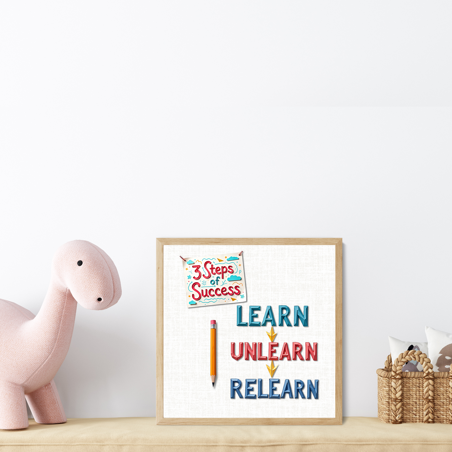 3 Steps of Success – Minimalist Motivational Wall Art, Digital Download, Modern Printable Quote