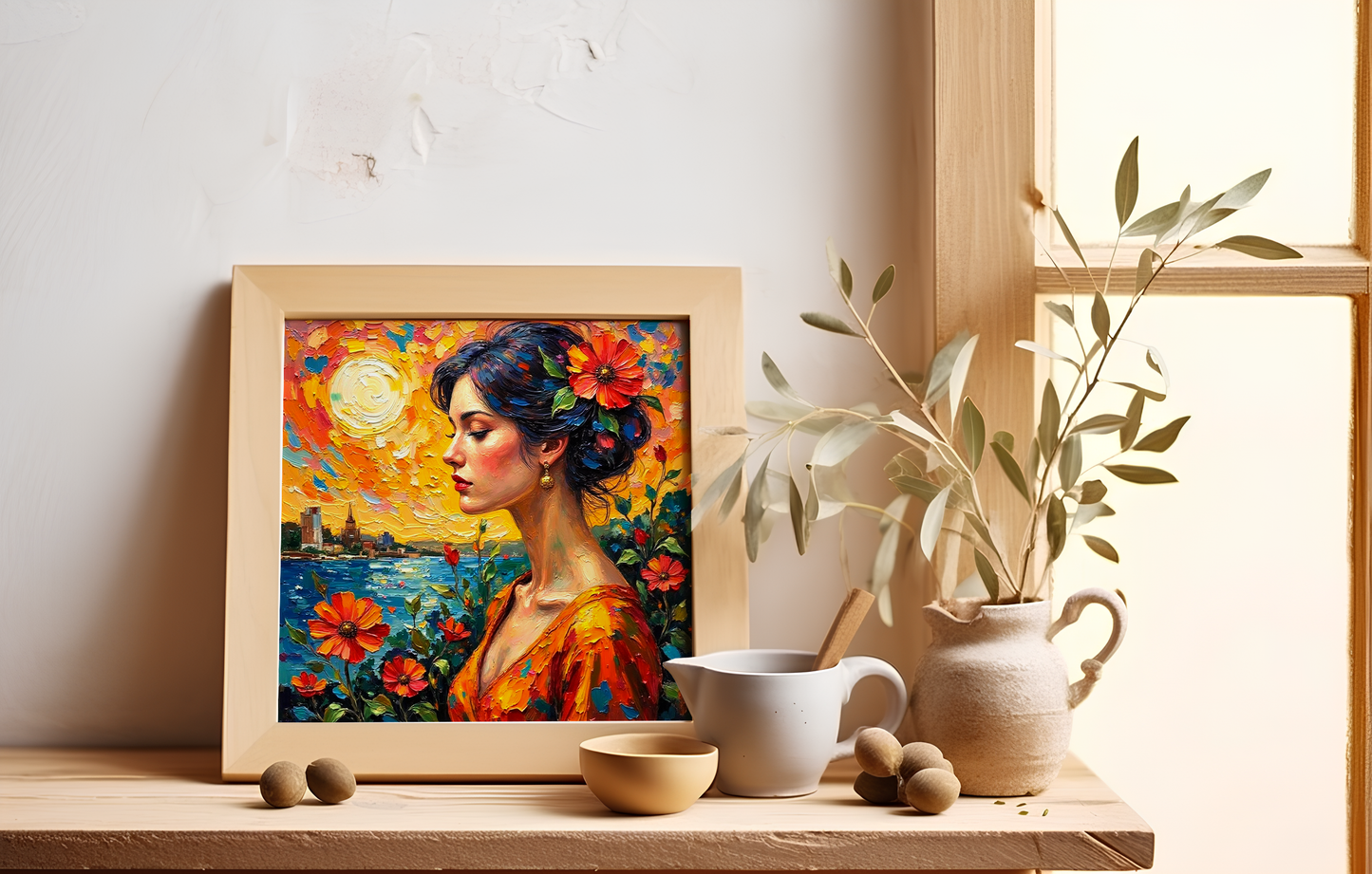 Beautiful Women Art Nouveau Prints – Digital Wall Art Set of 4, Elegant Vintage Style, High-Res Square Art