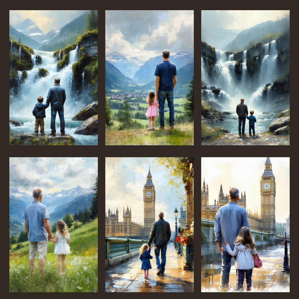 Father’s Day Digital Paintings Bundle – 9 High-Resolution JPG Imagess,24 x 36 inches, 300 DPI (Best for Printing) – Unique Oil Painting Style