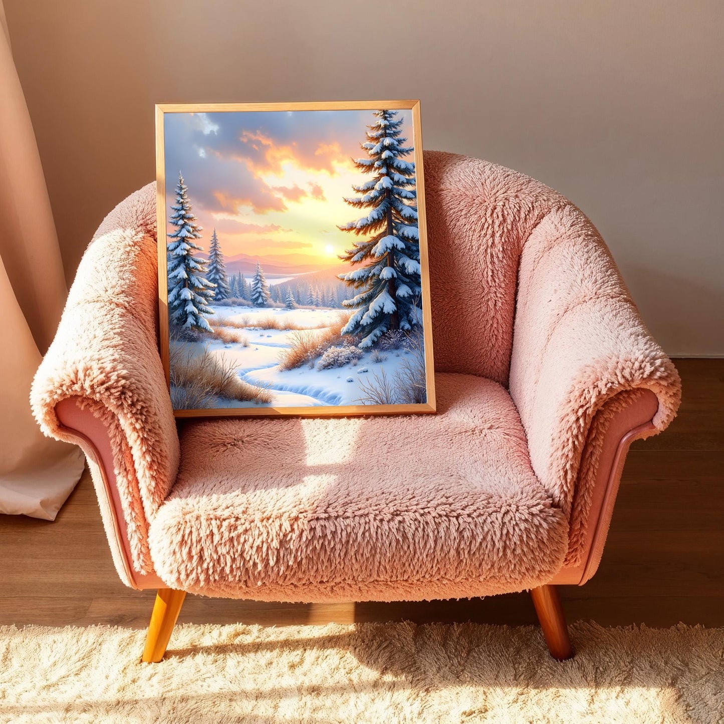 Sunrise Over Snowy Landscape | Winter Morning Digital Wall Art | Printable Nordic Scenery Set of 3