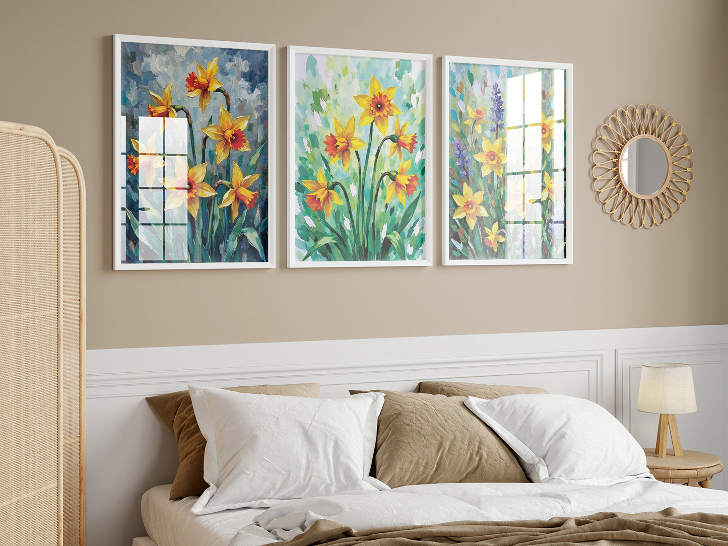 Bundle of 10 Daffodils Oil Paintings Digital Download | 24x36in Wall Art Prints | Floral Artwork for Living Room, Bedroom, Office Decor