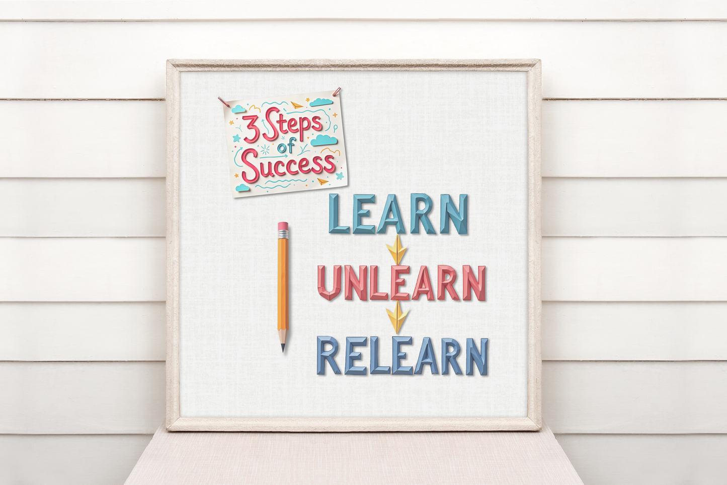 3 Steps of Success – Minimalist Motivational Wall Art, Digital Download, Modern Printable Quote