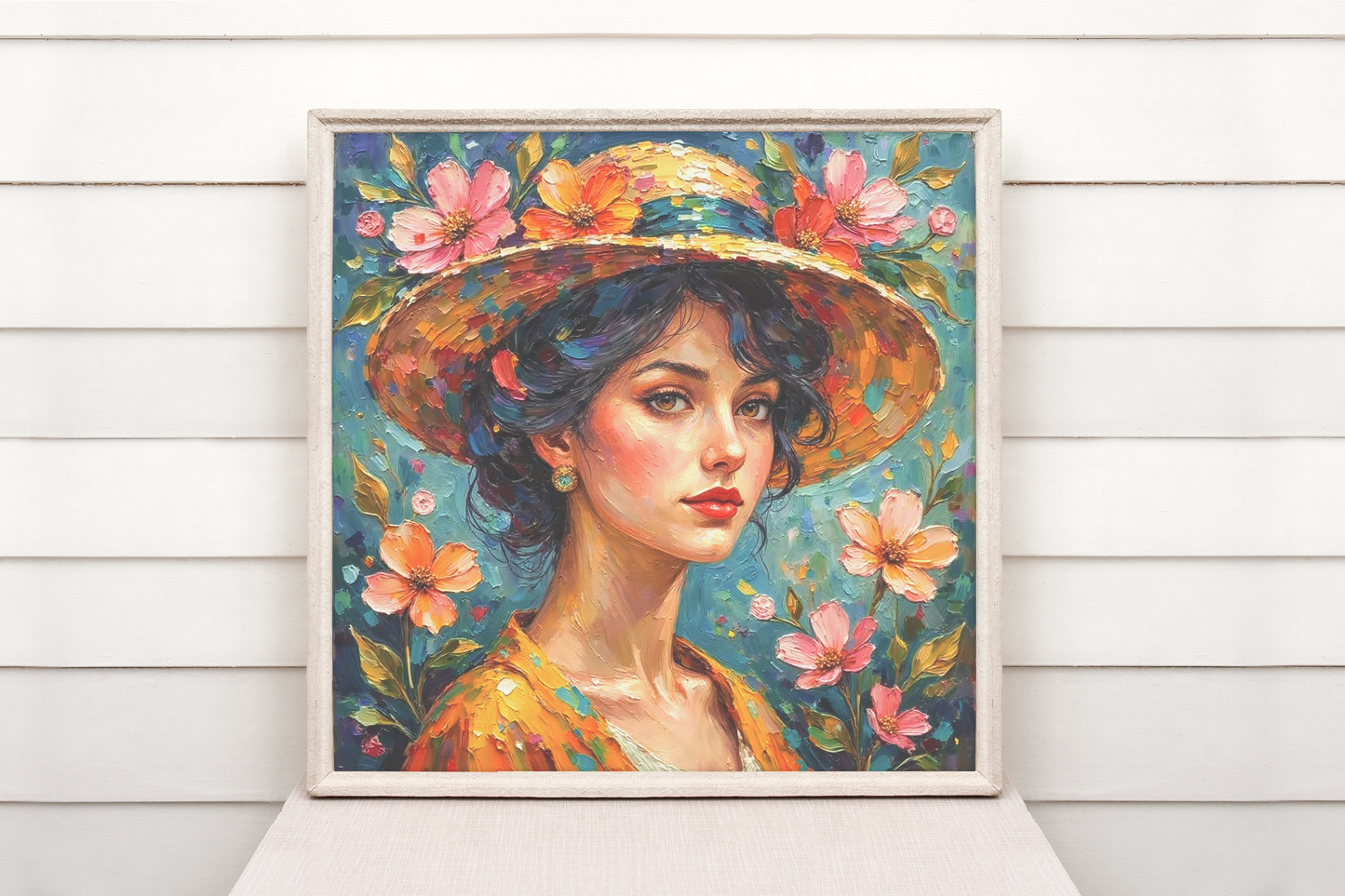 Beautiful Women Art Nouveau Prints – Digital Wall Art Set of 4, Elegant Vintage Style, High-Res Square Art
