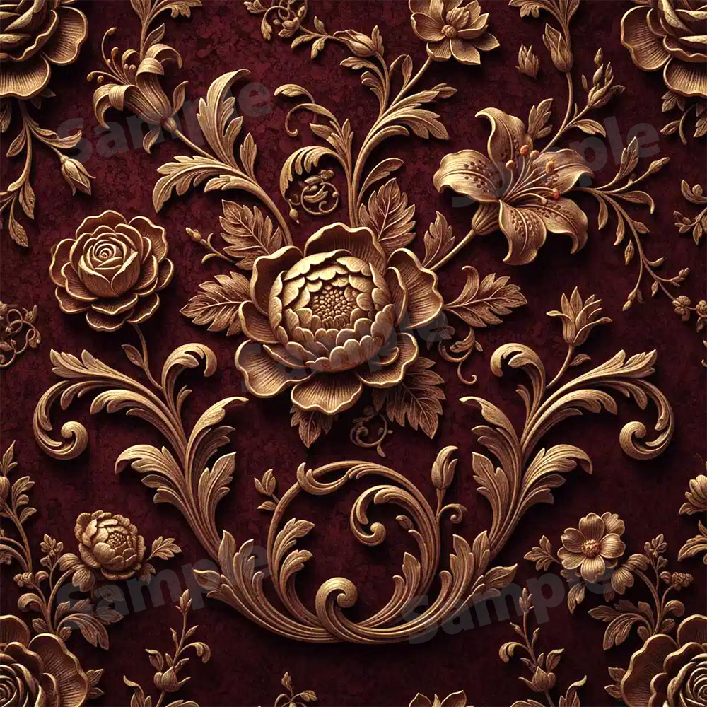 Golden Floral Seamless Pattern | Digital Download Tile Design | Printable Repeatable Art for Wallpaper, Fabric & Crafts