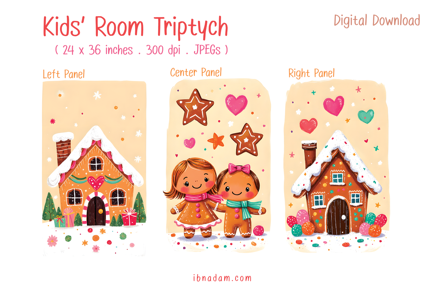 Kids Season Colors Triptych Wall Art for Kids Room | Digital Download