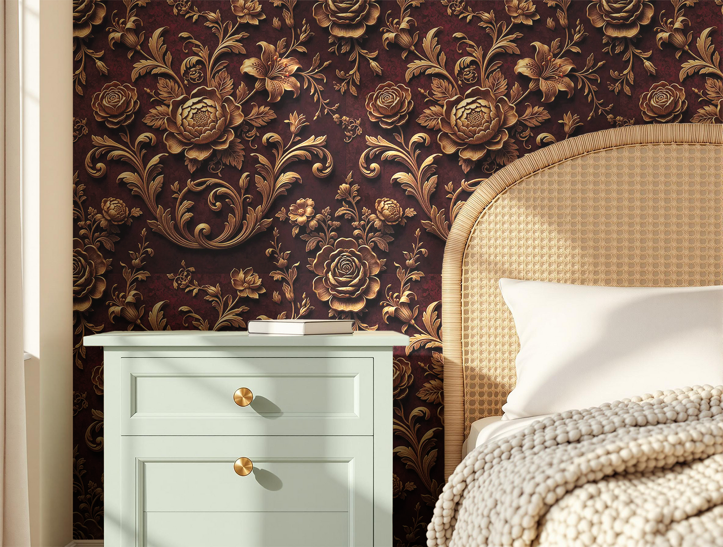 Golden Floral Seamless Pattern | Digital Download Tile Design | Printable Repeatable Art for Wallpaper, Fabric & Crafts