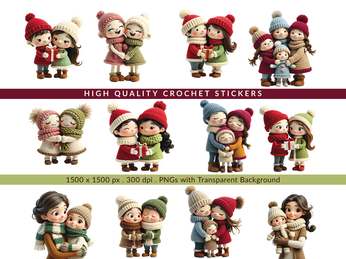 Crochet Stickers Seasons | High Quality 300dpi PNGs 1500x1500px (Digital Download) (Copy)