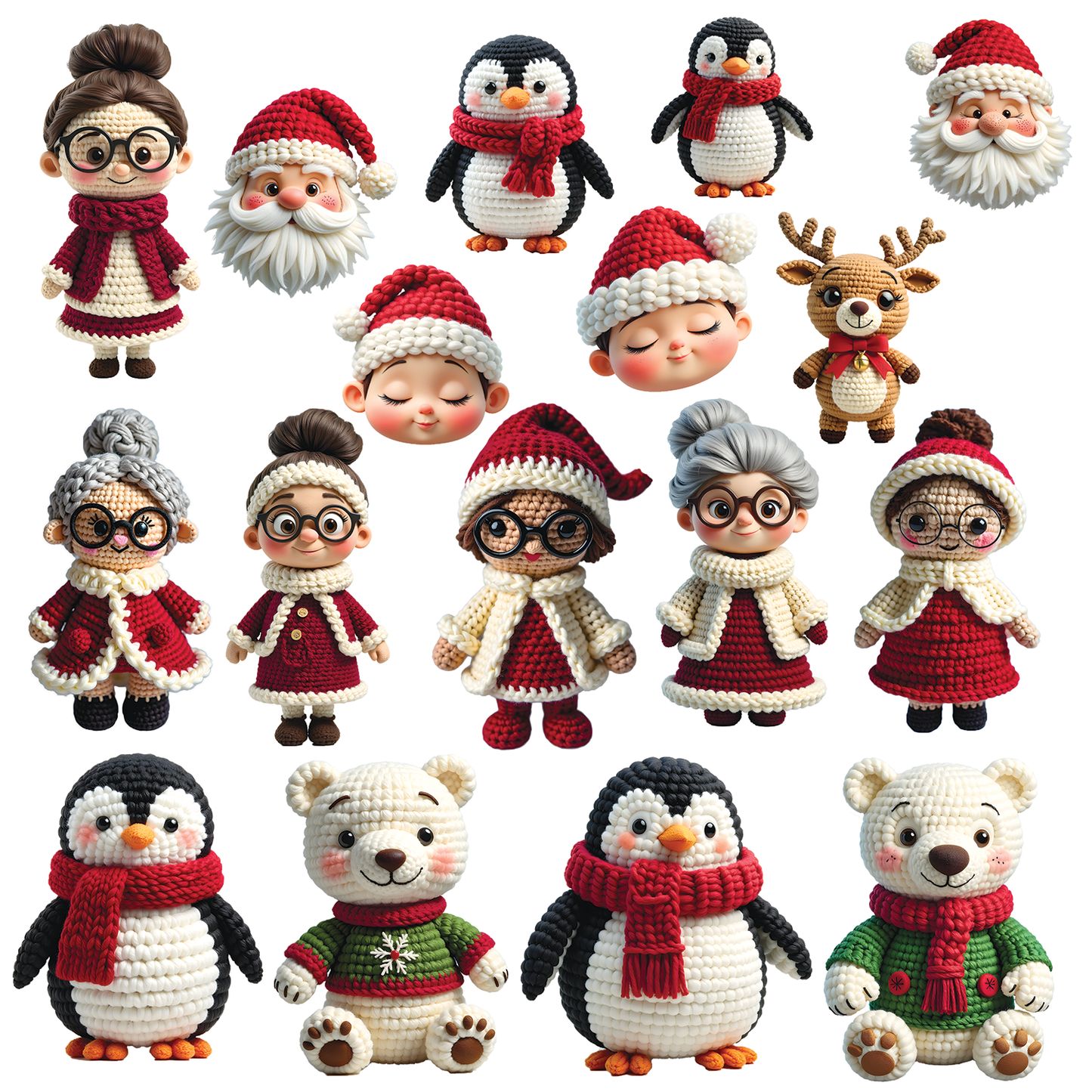 Crochet Stickers Seasons | High Quality 300dpi PNGs 1500x1500px (Digital Download)