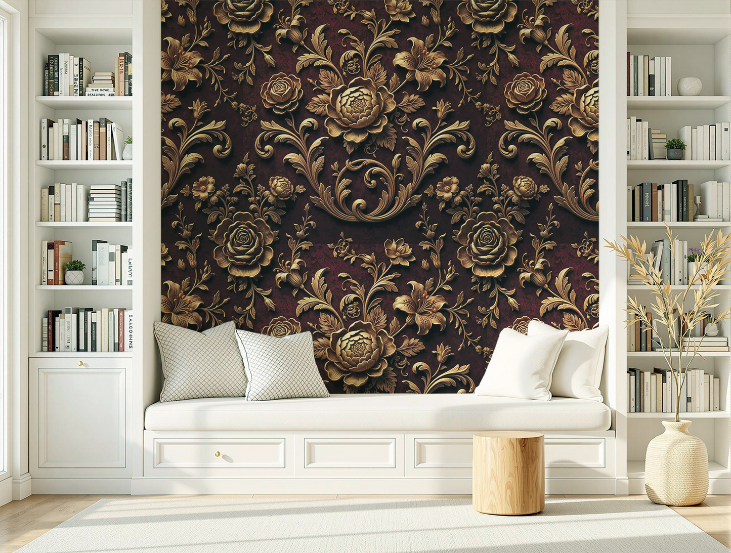 Golden Floral Seamless Pattern | Digital Download Tile Design | Printable Repeatable Art for Wallpaper, Fabric & Crafts