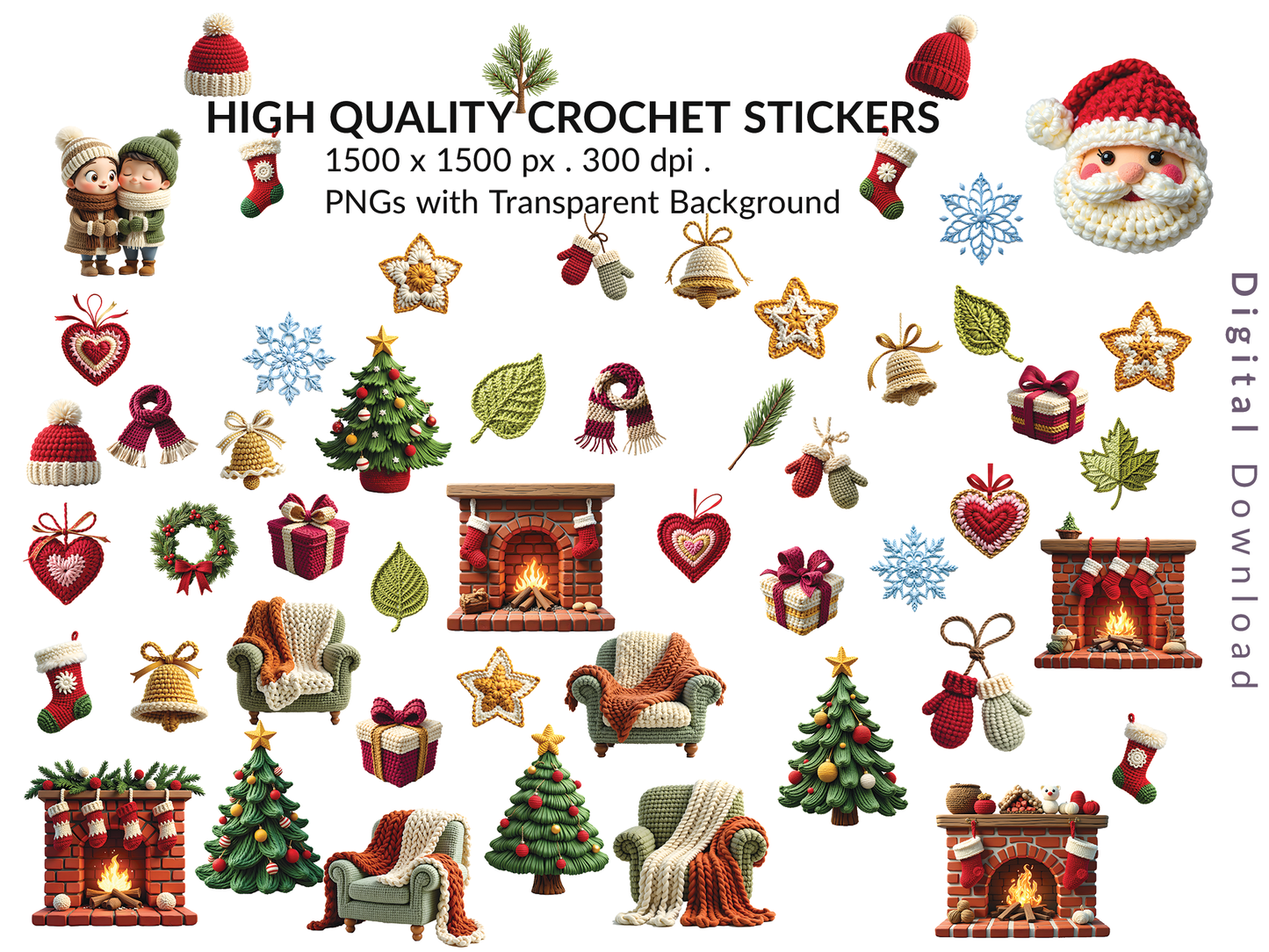 Crochet Stickers Seasons | High Quality 300dpi PNGs 1500x1500px (Digital Download) (Copy)