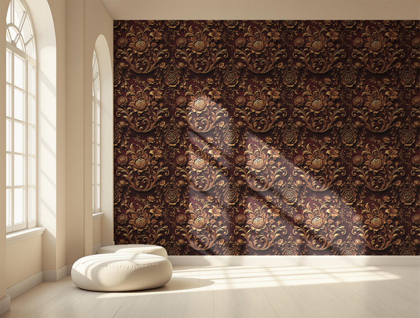 Golden Floral Seamless Pattern | Digital Download Tile Design | Printable Repeatable Art for Wallpaper, Fabric & Crafts