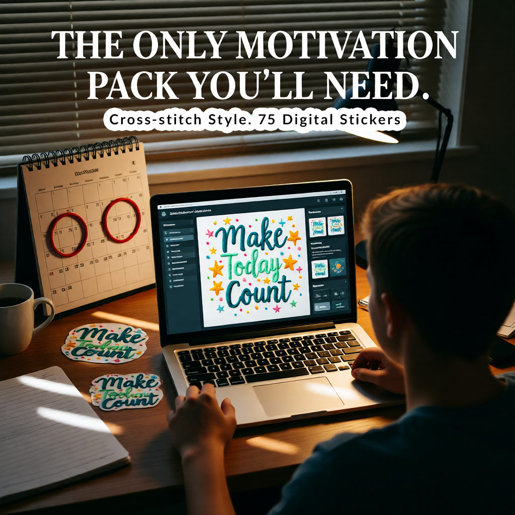 Stickers Study Motivation Quotes | 78 High Quality PNG Stickers Pack for DIY Projects | Digital Download