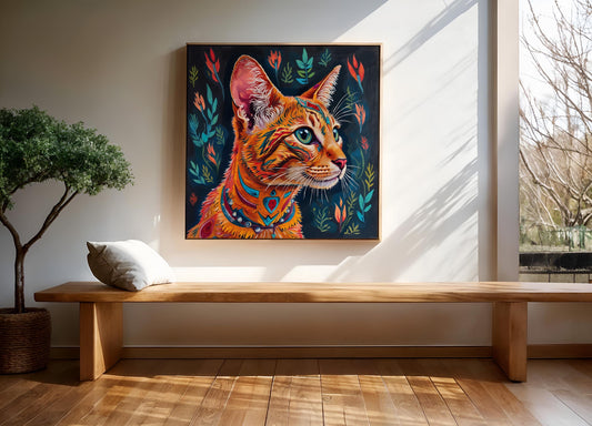Navajo Cat Art Prints – Digital Wall Art Set of 3, Geometric Pattern Cats, High-Res Printable Decor