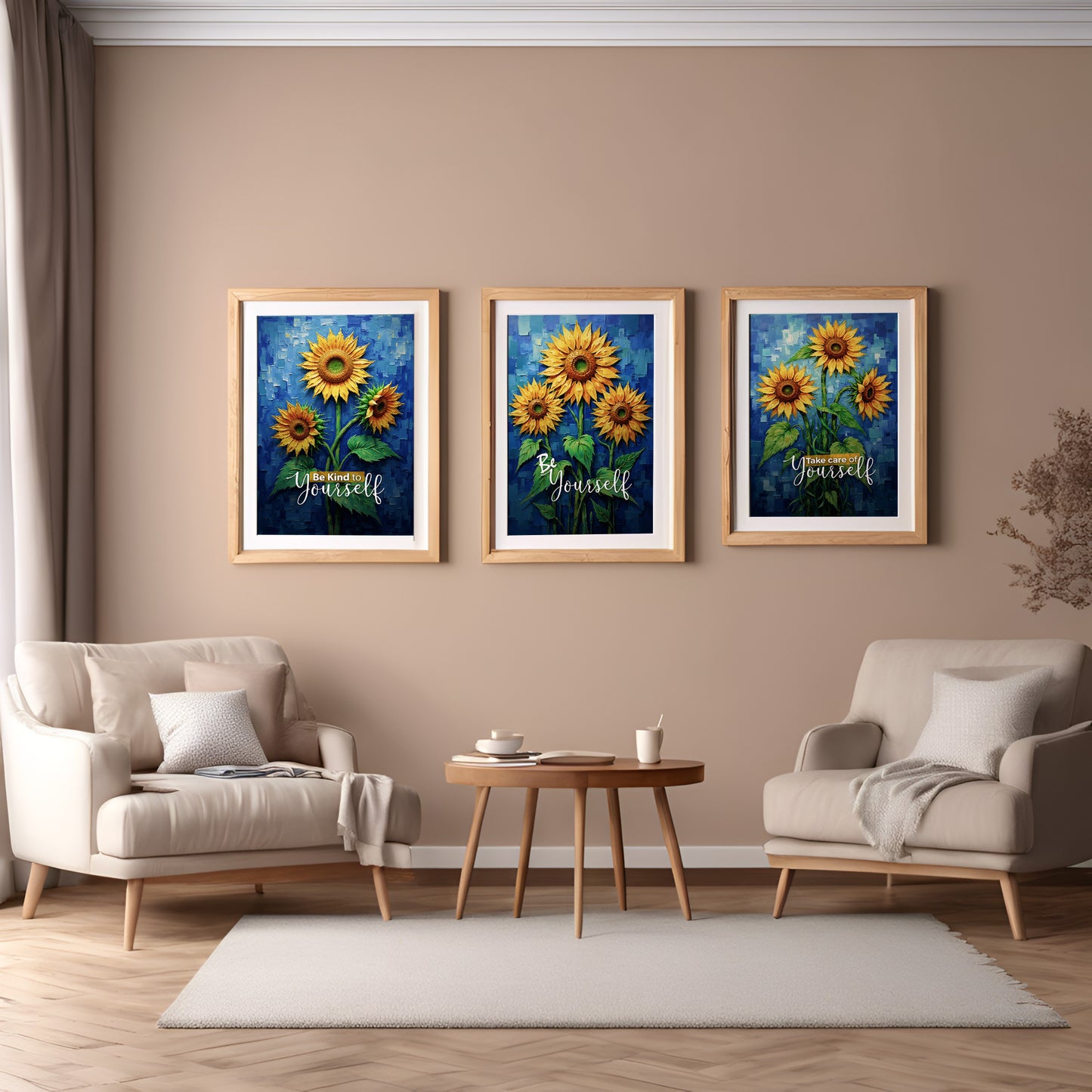 Sunflower Wall Art Digital Download | Motivational Quotes Prints | Inspirational Sunflower Painting for Home Office Decor