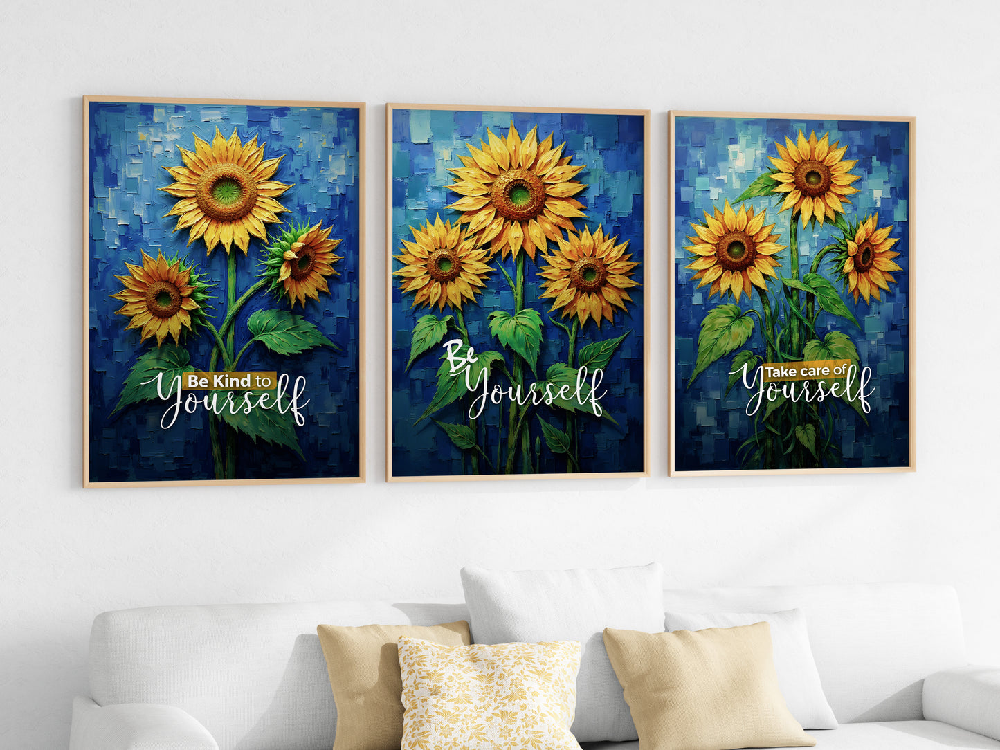 Sunflower Wall Art Digital Download | Motivational Quotes Prints | Inspirational Sunflower Painting for Home Office Decor