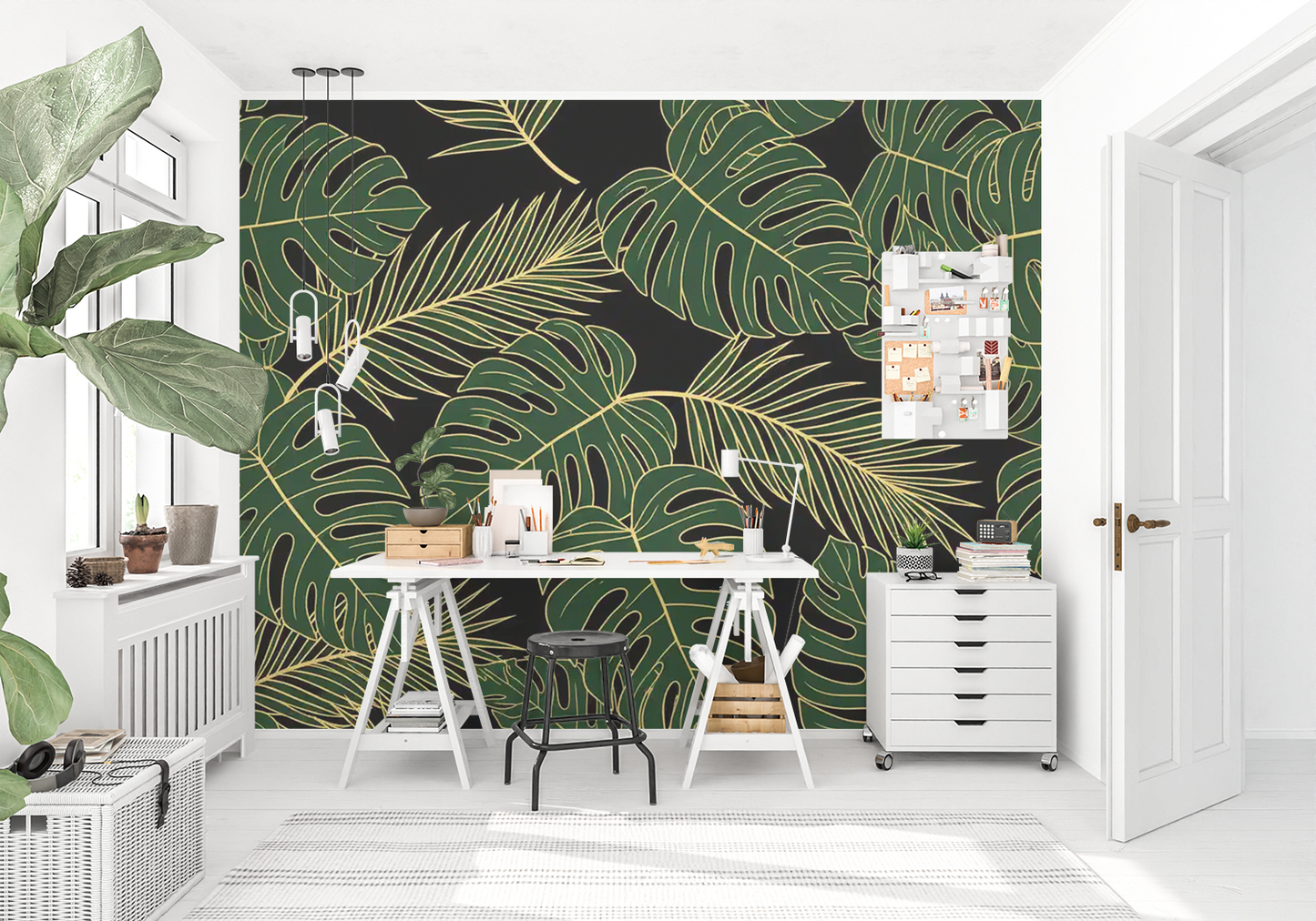 Luxury Monstera Seamless Pattern | Emerald Green & Gold Foil Tropical Leaves | Digital Download for Wallpaper, Fabric, Gifts