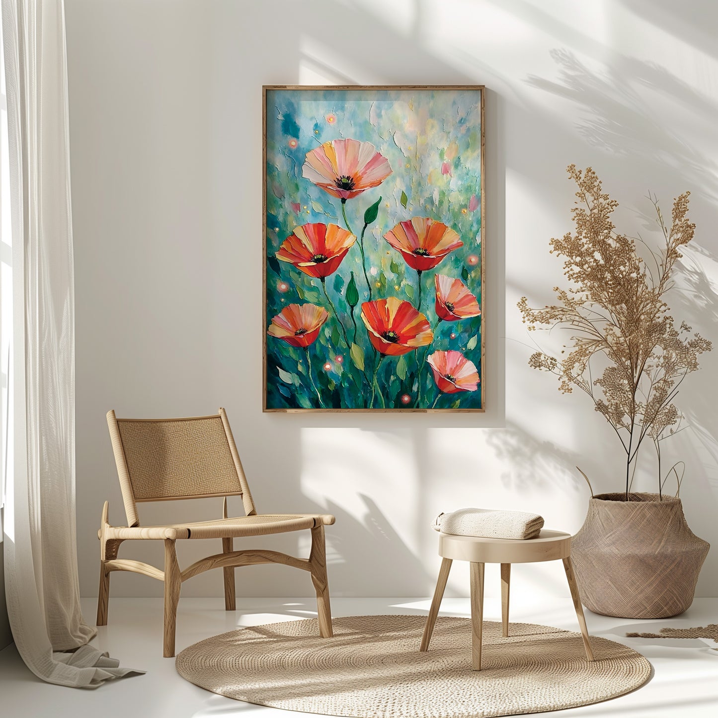 Bundle of 10 Wild Poppy Flower Oil Paintings | Digital Download Wall Art | Large 24x36 inch 300 DPI Prints for Living Room, Bedroom, Kitchen, Office Decor