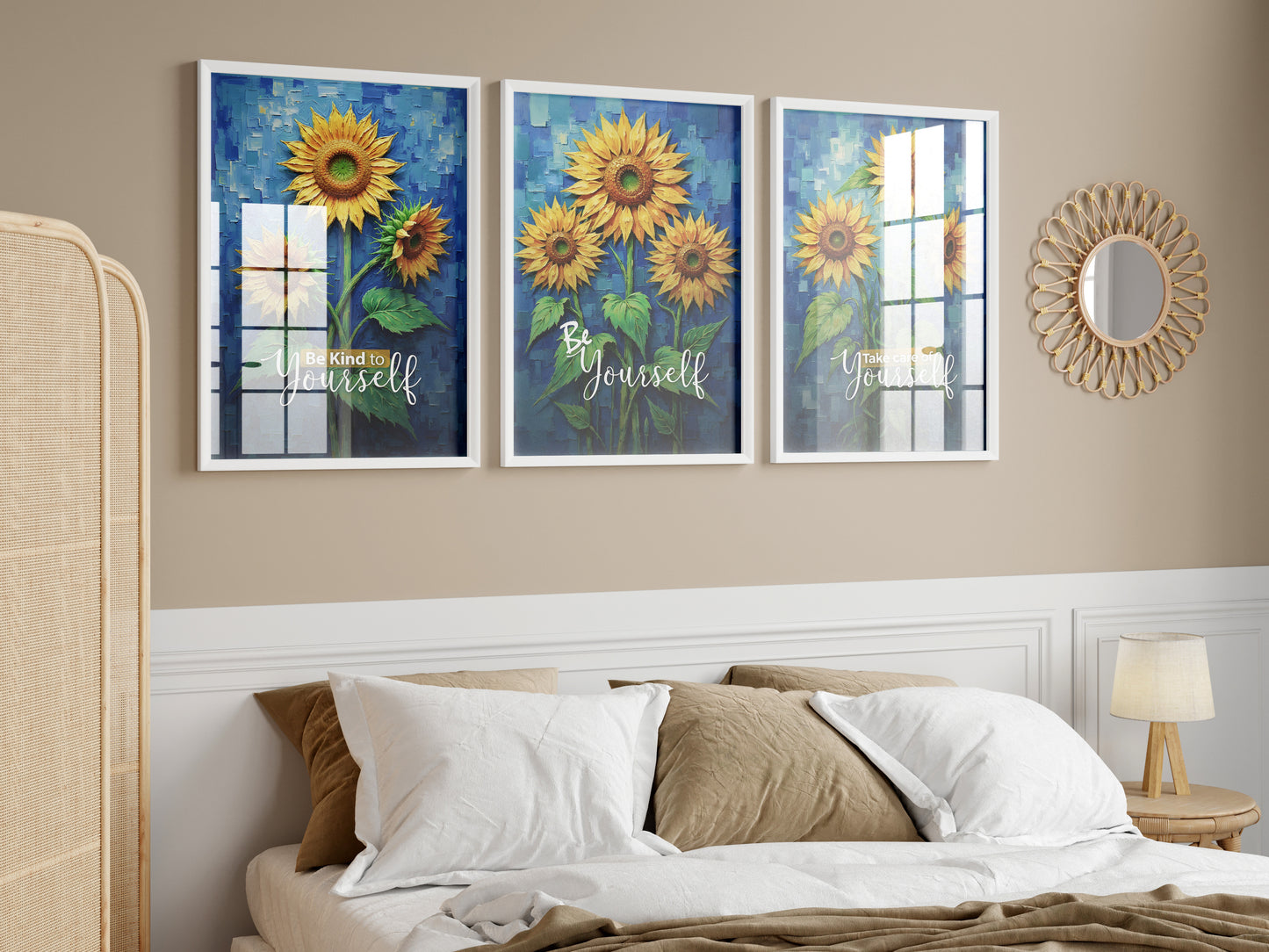 Sunflower Wall Art Digital Download | Motivational Quotes Prints | Inspirational Sunflower Painting for Home Office Decor