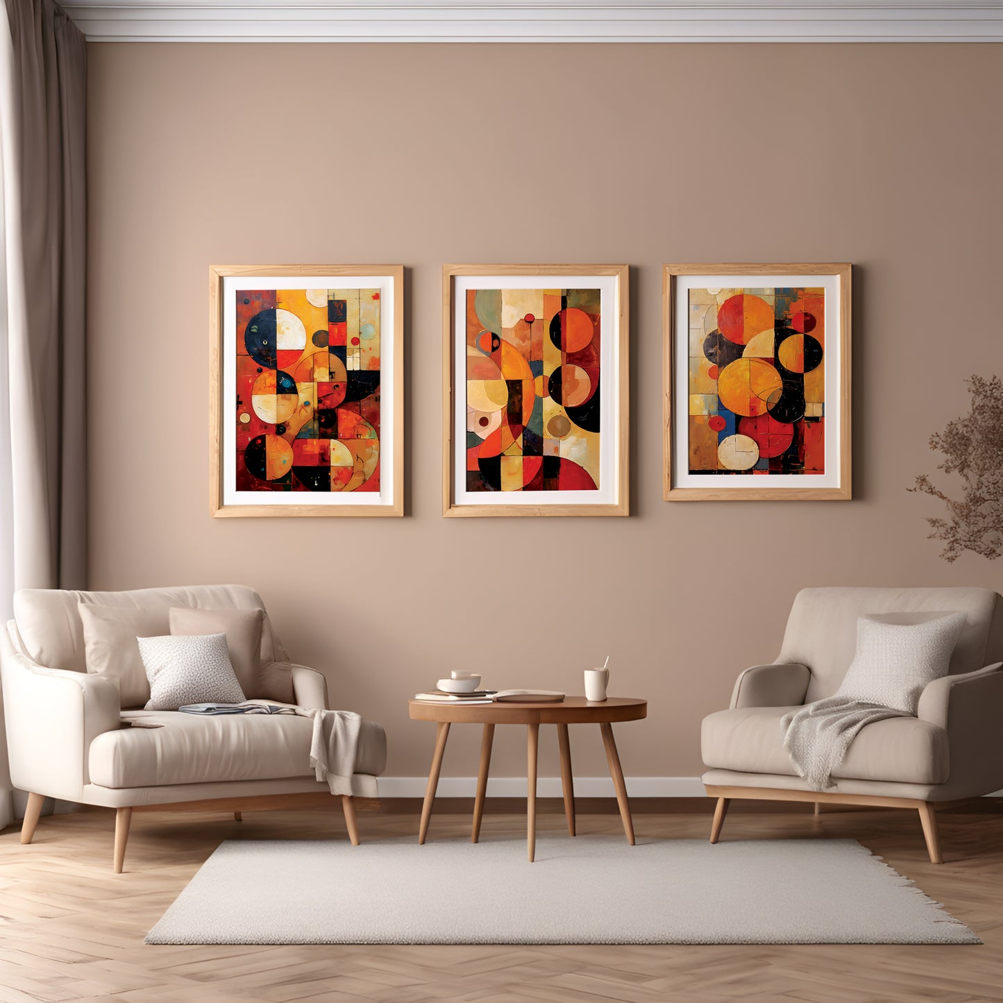 Boho Abstract Art Triptych Oil Painting Set (Digital Download)