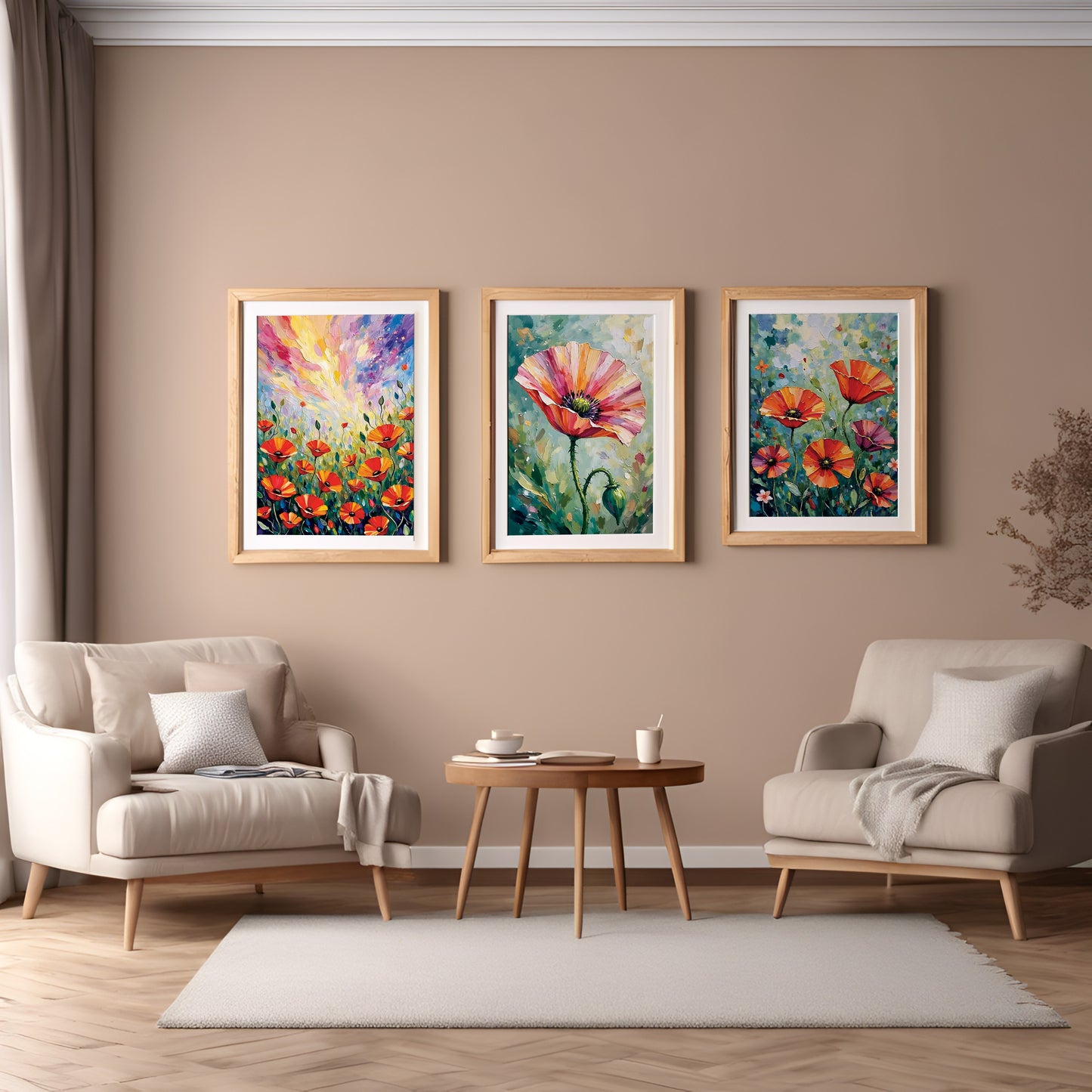 Bundle of 10 Wild Poppy Flower Oil Paintings | Digital Download Wall Art | Large 24x36 inch 300 DPI Prints for Living Room, Bedroom, Kitchen, Office Decor