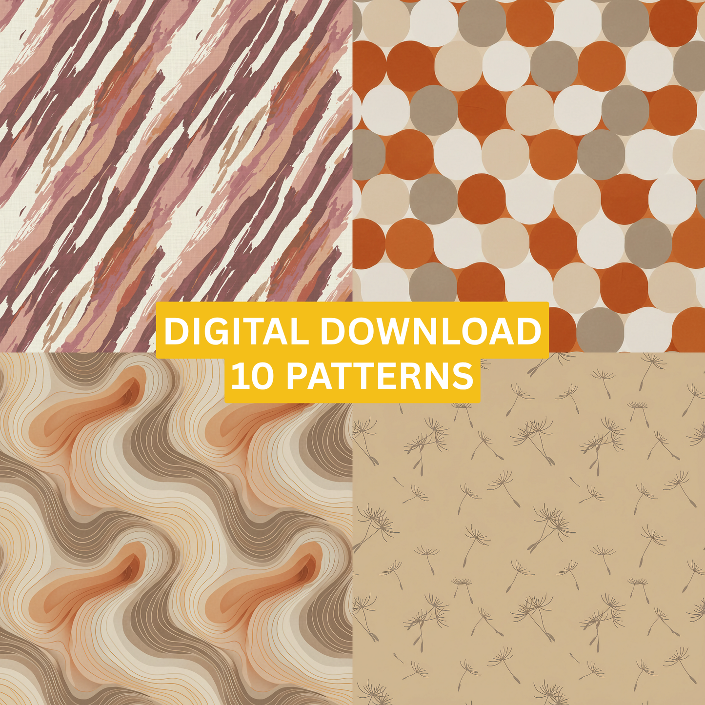 October Vibes Seamless Patterns Pack | 10 Digital Download Designs | Fall Autumn Wallpapers, Wrapping Paper, Fabric, Crafts