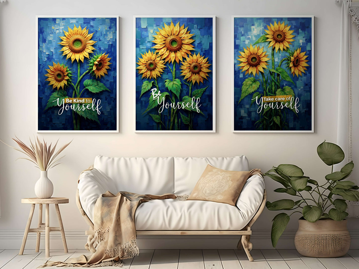 Sunflower Wall Art Digital Download | Motivational Quotes Prints | Inspirational Sunflower Painting for Home Office Decor