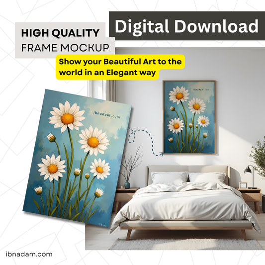 Frame Mockup for Wall Arts for Bed Room | High Quality PSD Mockup Template