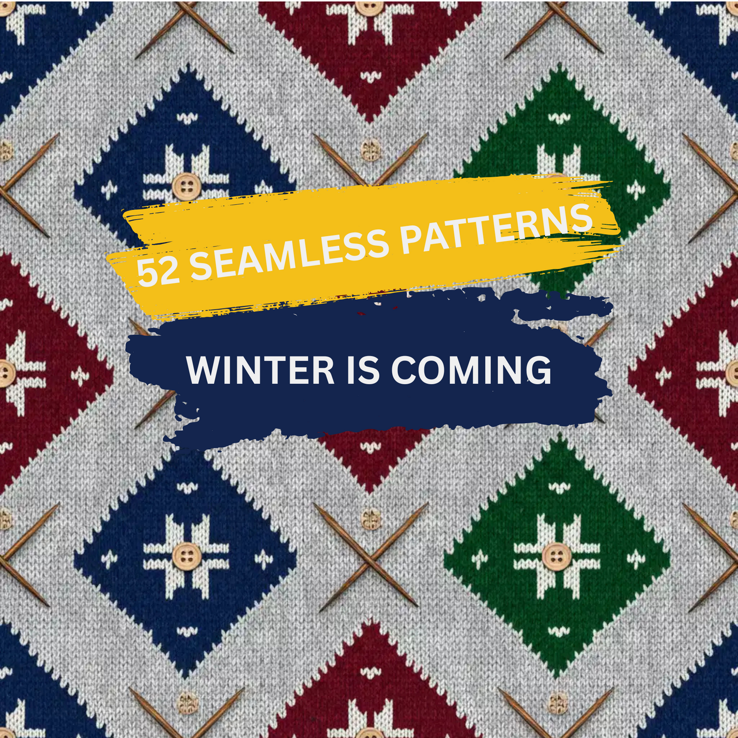 Winter Seamless Patterns | 52 Digital Paper Designs | Christmas Backgrounds, Scrapbook, Wrapping Paper