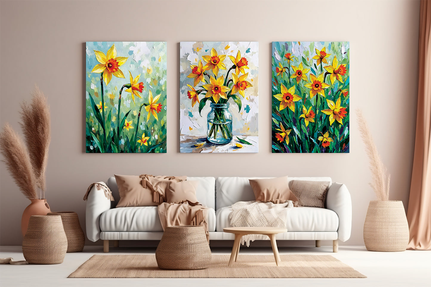 Bundle of 10 Daffodils Oil Paintings Digital Download | 24x36in Wall Art Prints | Floral Artwork for Living Room, Bedroom, Office Decor