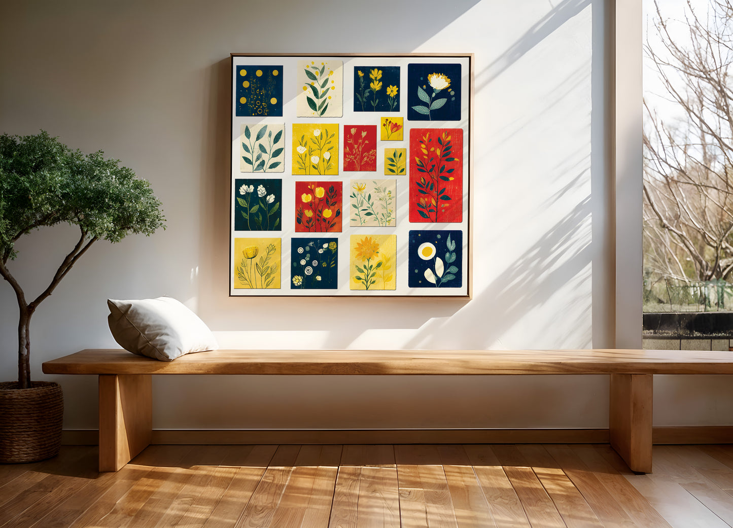 Flower Frame Wall Art & Seamless Pattern | Floral Digital Download | Printable Artwork for Home Decor & Crafts